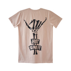 JUST SEND IT MENS SMALL PRINT TEE BEIGE